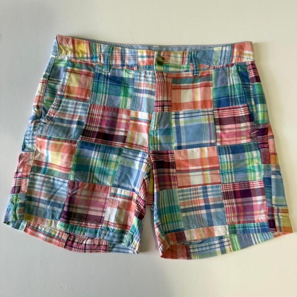 Llbean patchwork madras plaid shorts